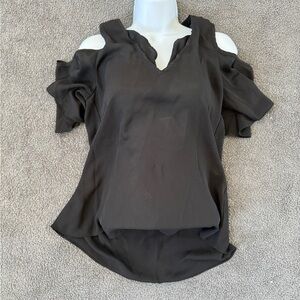 Joyce Elegant Black Cold Shoulder Top
